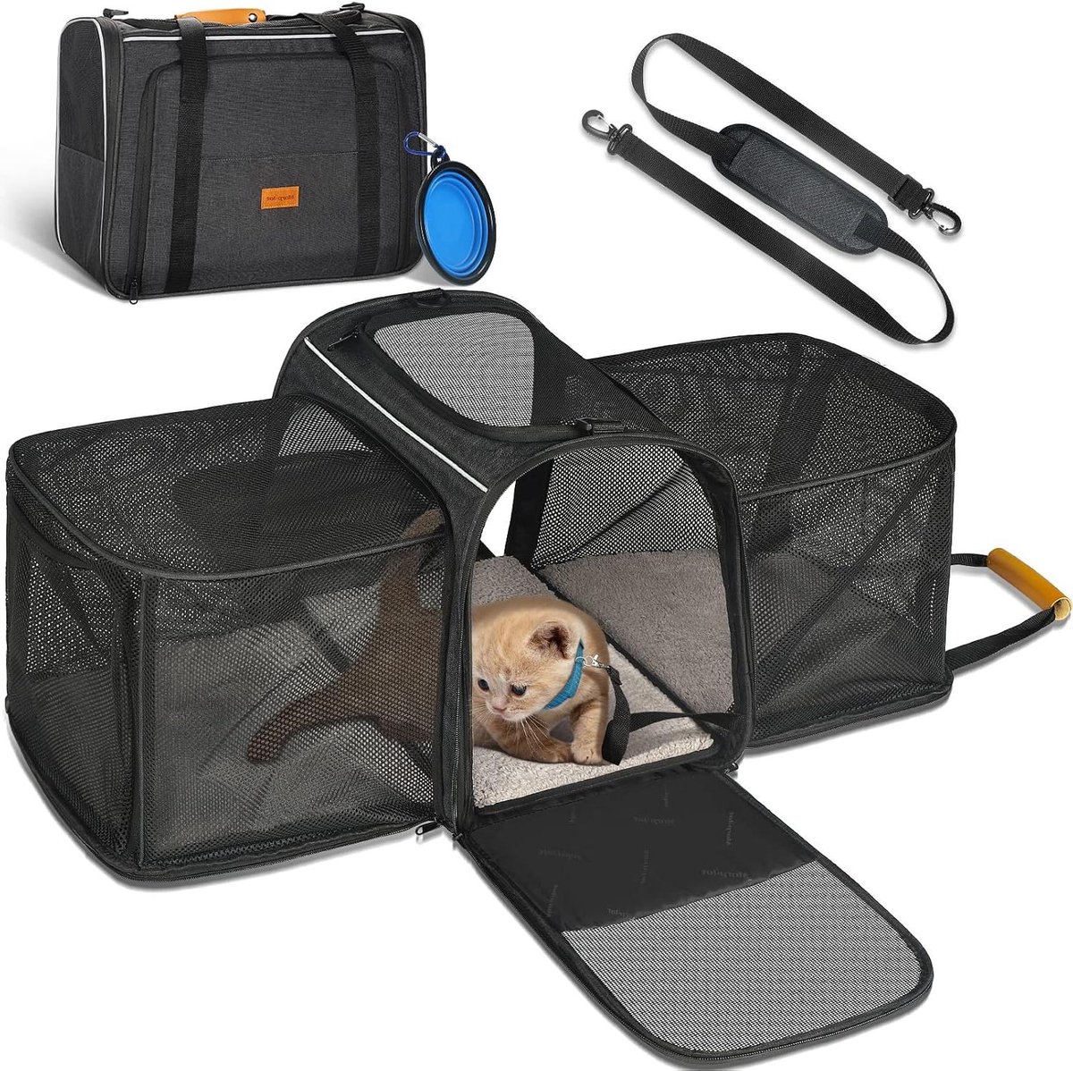 Huisdier transporttas - Draagtas kat - Veilig reizen - Uitbreidbaar ontwerp - 45x36x30 cm - Grijs