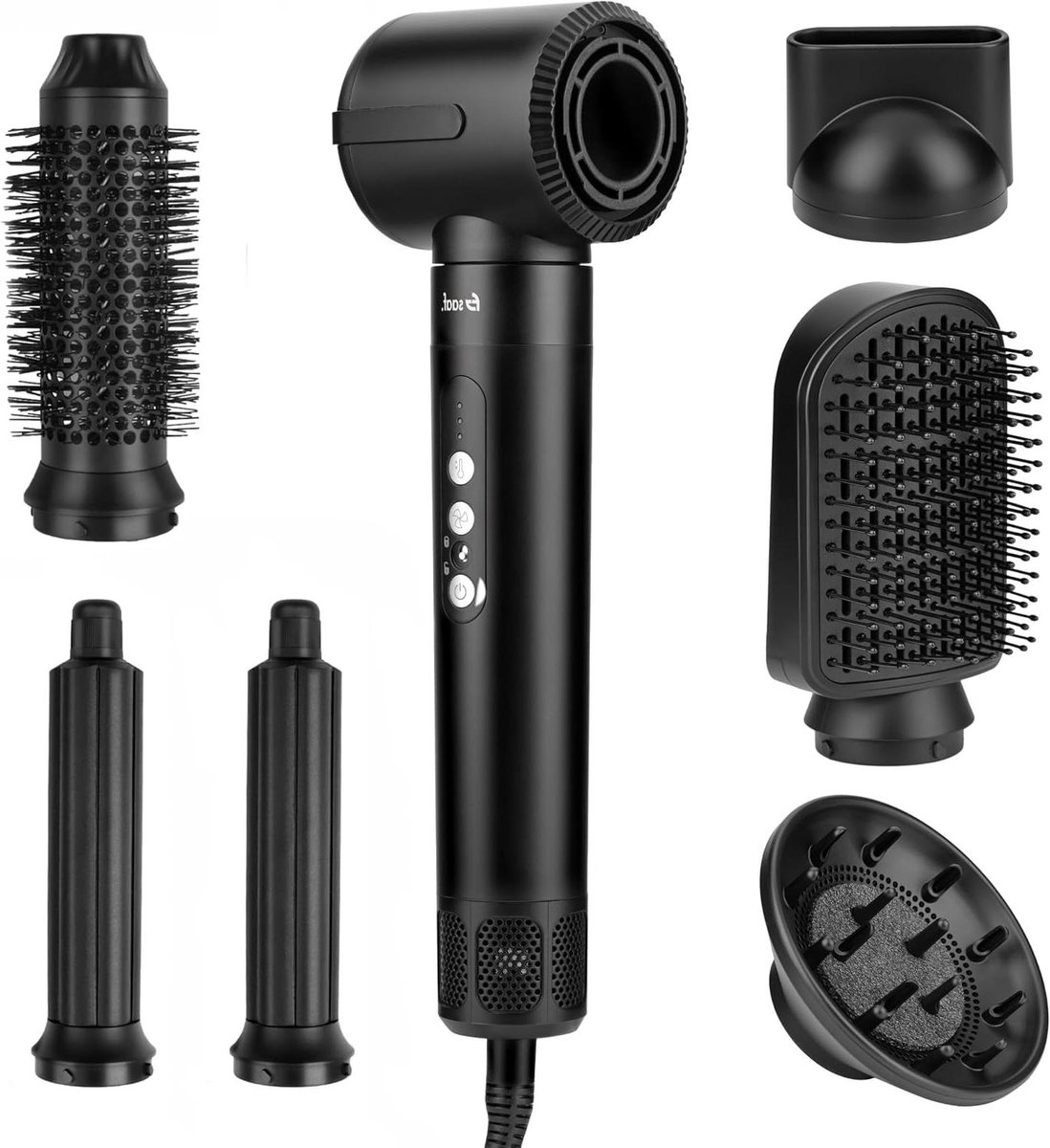 Haarstyler Set - Multistyler - Haar Stylen - 7-in-1 Functionaliteit - 30 x 9 x 9 cm - Zwart