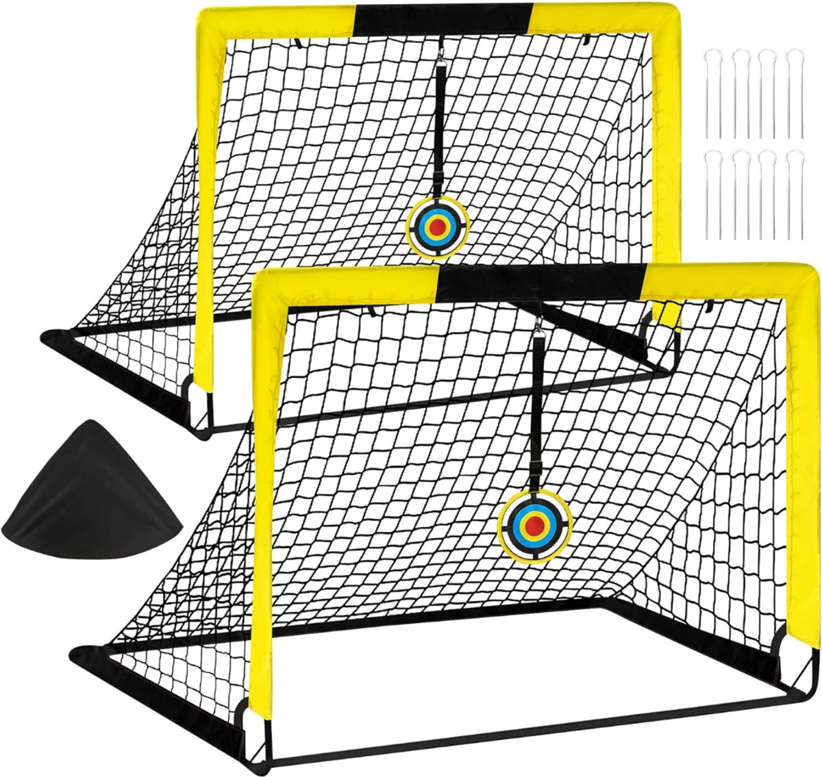 Allvia® Voetbaldoeltjes Set Van 2' - Voetbal - Voetbalgoal - Geel - 90cm x 120cm x 90cm