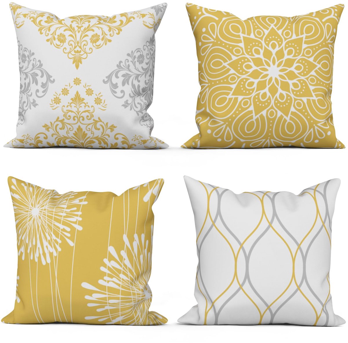 Kussenslopen 40 x 40 cm - Geel en wit - Modern geometrisch patroon - Perfect voor decoratie - ShopVlot