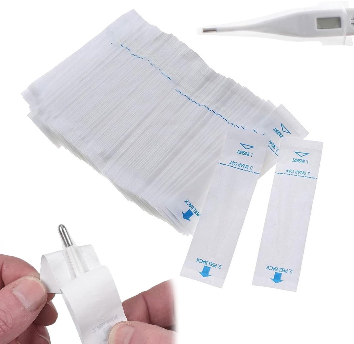 Hygienische wegwerpcovers voor thermometers - 100 stuks, beschermende probe covers voor oorthermometers en digitale thermometers
