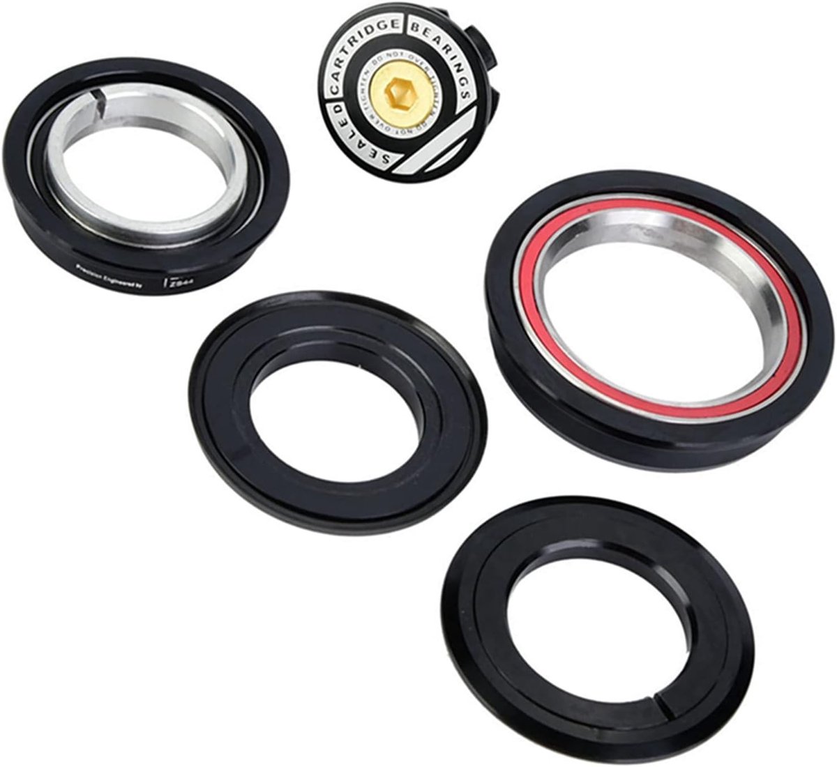 Mountainbike en racefiets headset met 44mm en 56mm CNC AL6061 zwart, geschikt voor tapered en rechte vorken