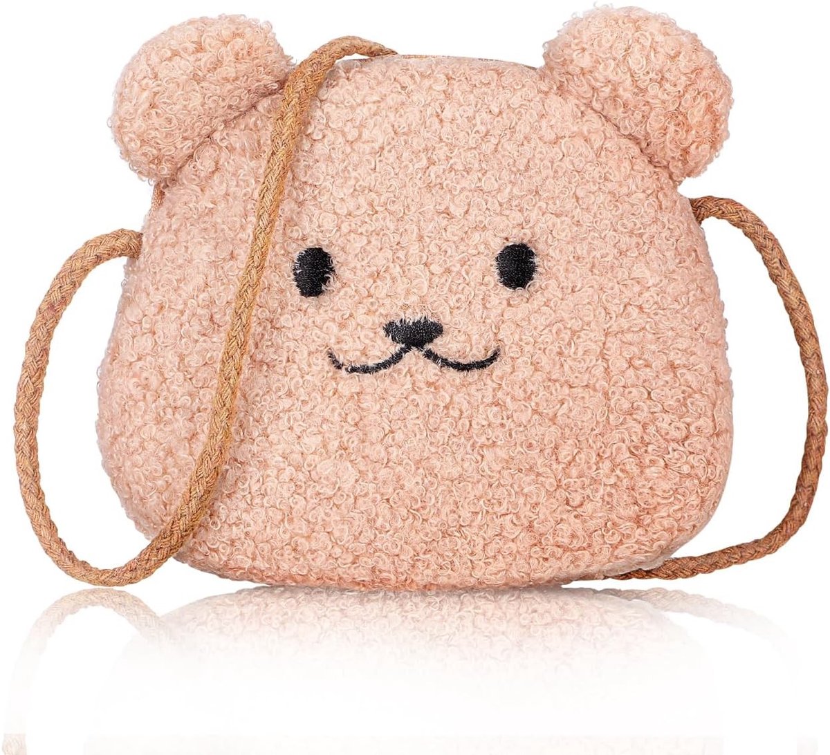Schoudertas voor Dieren met Portemonnee - Schattige Dierenportemonnee voor Meisjes en Kleine Huisdieren - Pluche Bruin Design