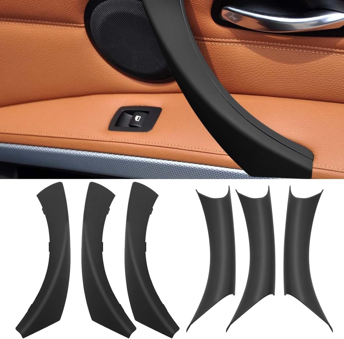 6 Stuks Geen Demontage Deurhendel Compatibel met BMW 3 Serie E90 E91 E92 E93 - Binnenkant Rechts en Links, Handgrepen en Deksel voor 316 318 320 323 325 328 330 335 (2005-2011)