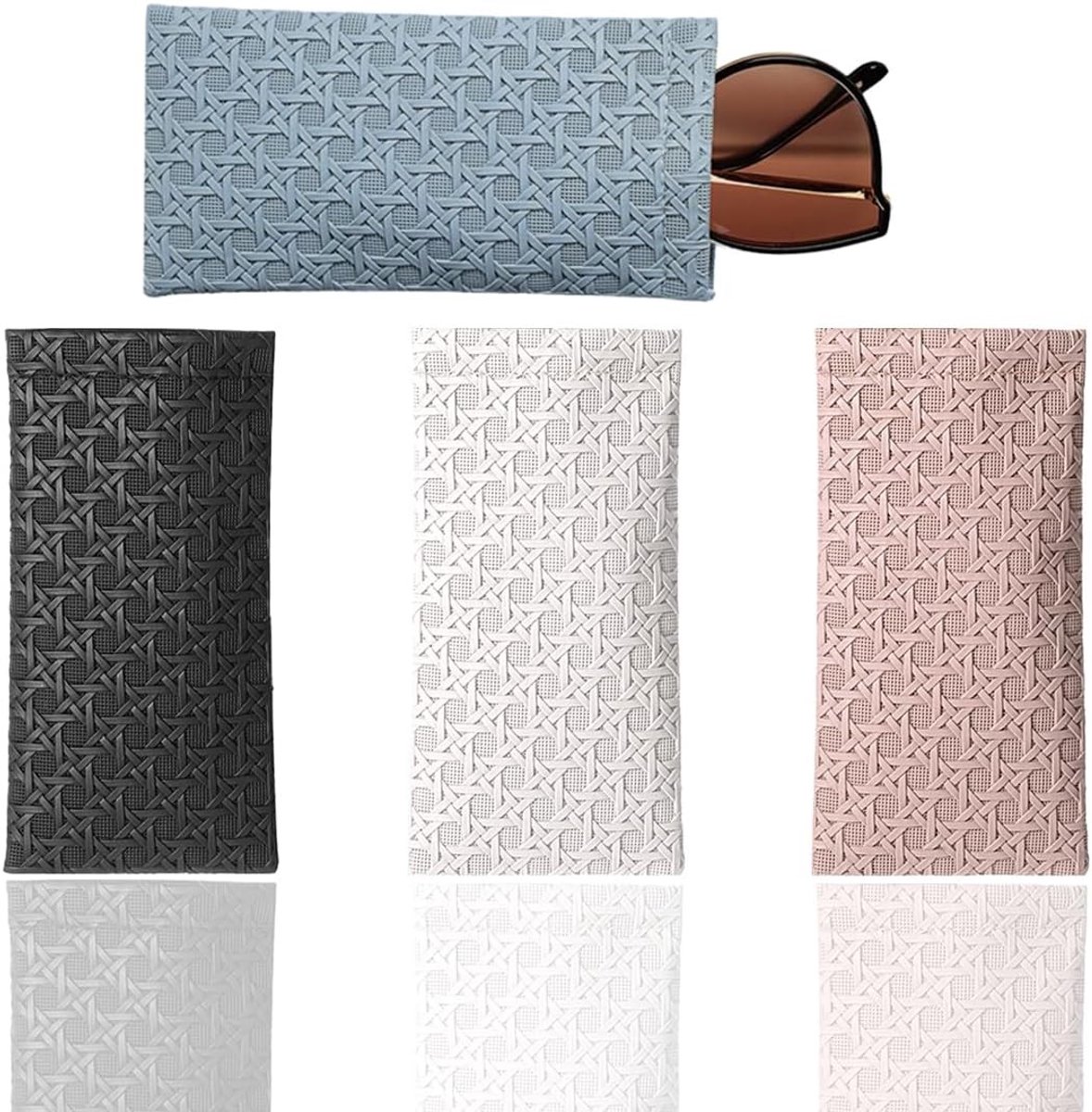 Set van 4 Zachte Brilhoezen, Draagbare Reishoezen voor Brillen, Geschikt voor Mannen en Vrouwen, Ideaal voor Bescherming en Opberging