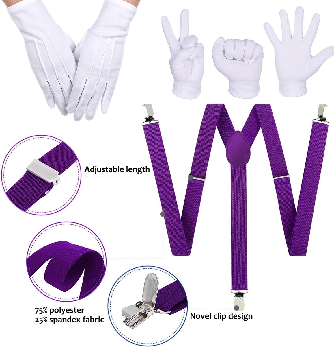 Mario Brothers Kostuum Accessoires voor Carnaval en Halloween - Hoed, Snor, Handschoenen en Steunbanden voor Cosplay en Feestjes