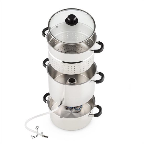 Klarstein Applebee - Elektrische stoomvruchtensapcentrifuge, roestvrijstalen vruchtensapcentrifuge, verwarmingselement van 1500 W, geïntegreerd 1500 W, inhoud 8 l, Ø 25 cm, Cool-Touch-handgrepen, incl. accessoires, zilver van Klarstein — afbeelding 5