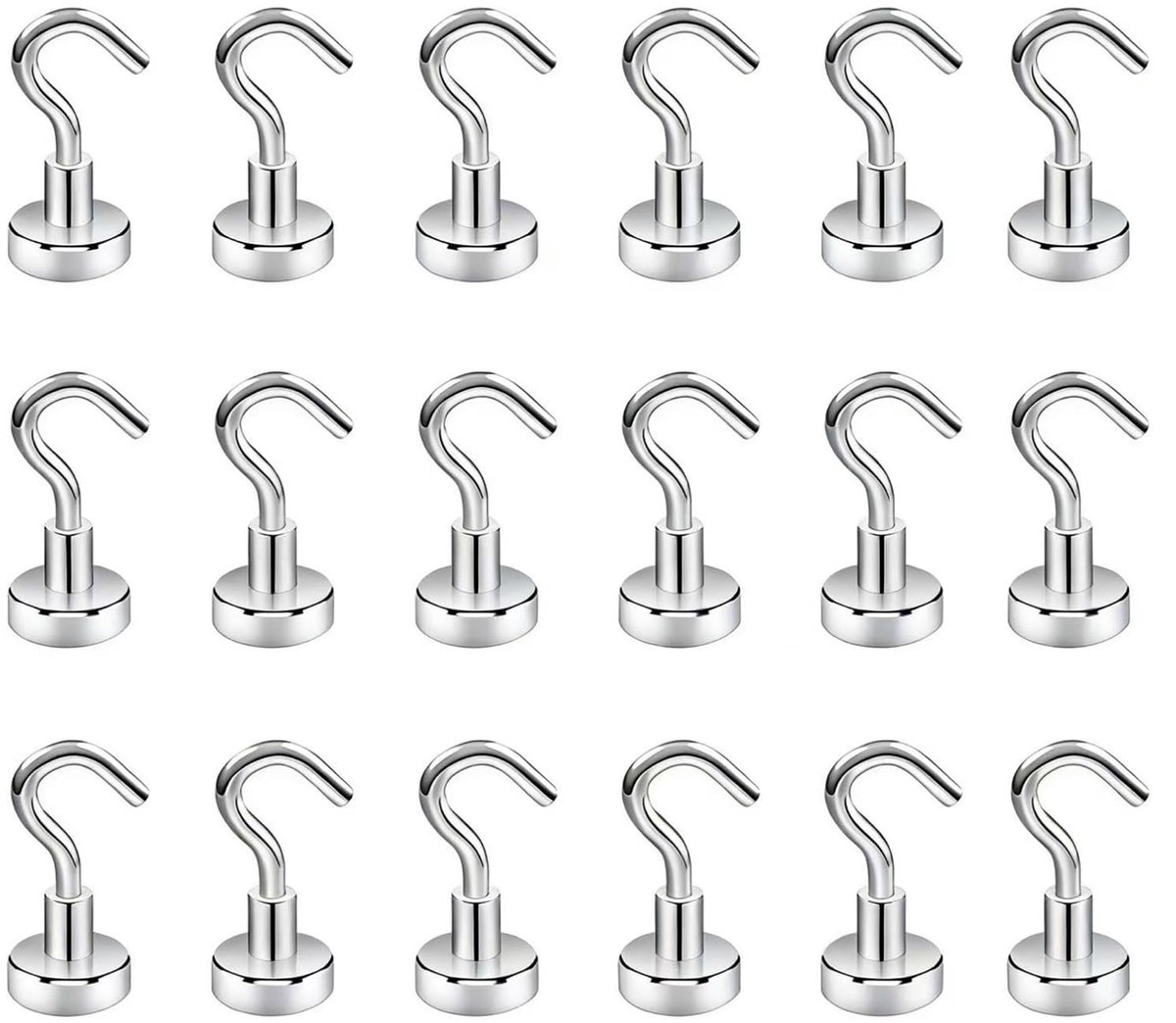 Magnetische haken 18 stuks - Heavy duty 16mm - Sterke magneten - Ideaal voor keuken en kantoor - ShopVlot