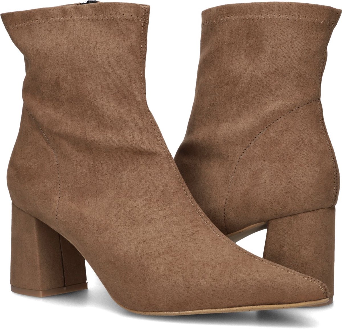 Notre-V 2478c Enkellaarsjes - Enkelboots met rits - Dames - Camel - Maat 36