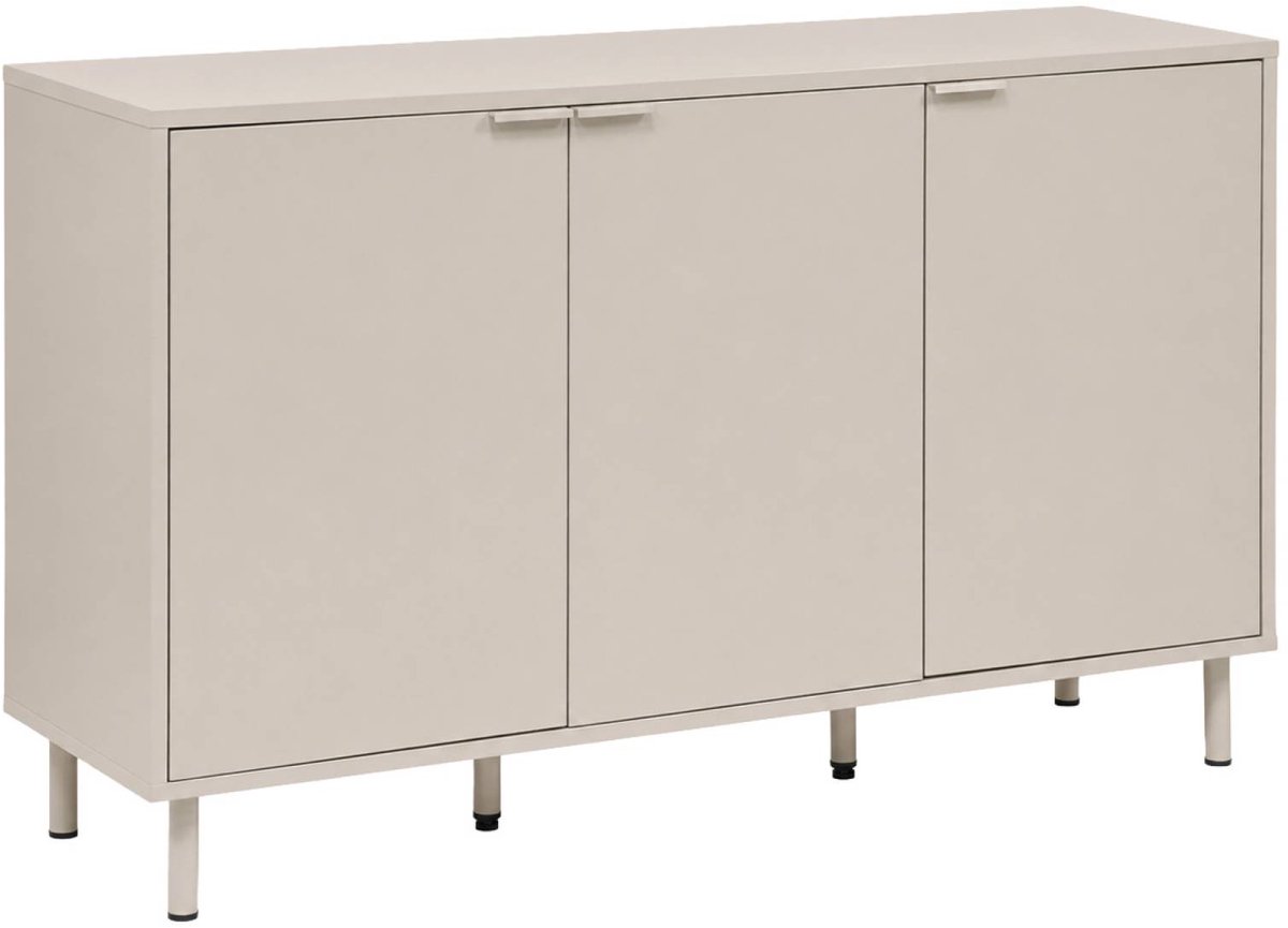 sweeek Dressoir met 3 deuren houtdecor en metaal 120cm - ellie beige