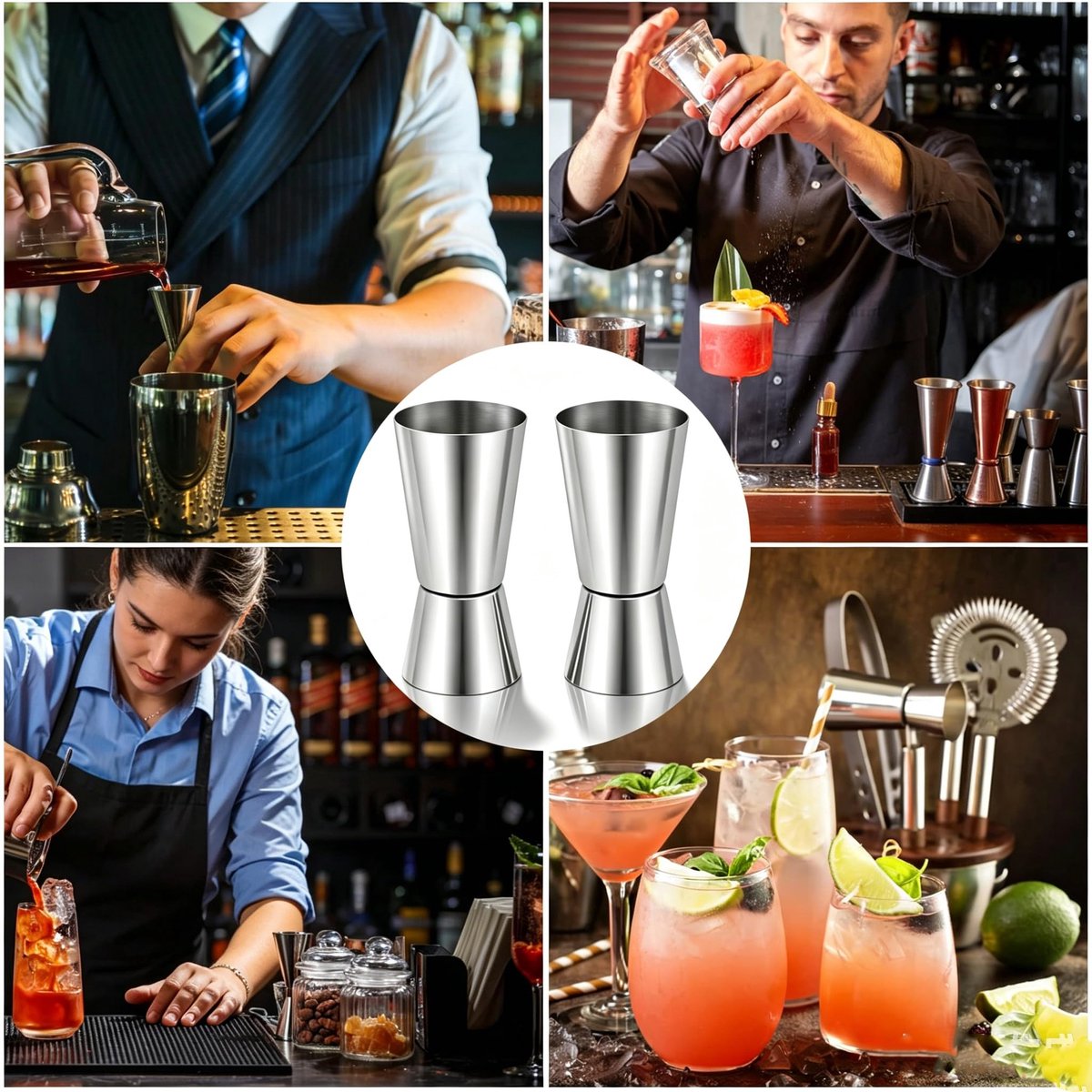 Alcoholmaat 25 ml en 50 ml - roestvrij staal - dubbele jigger - perfect voor cocktails - ShopVlot