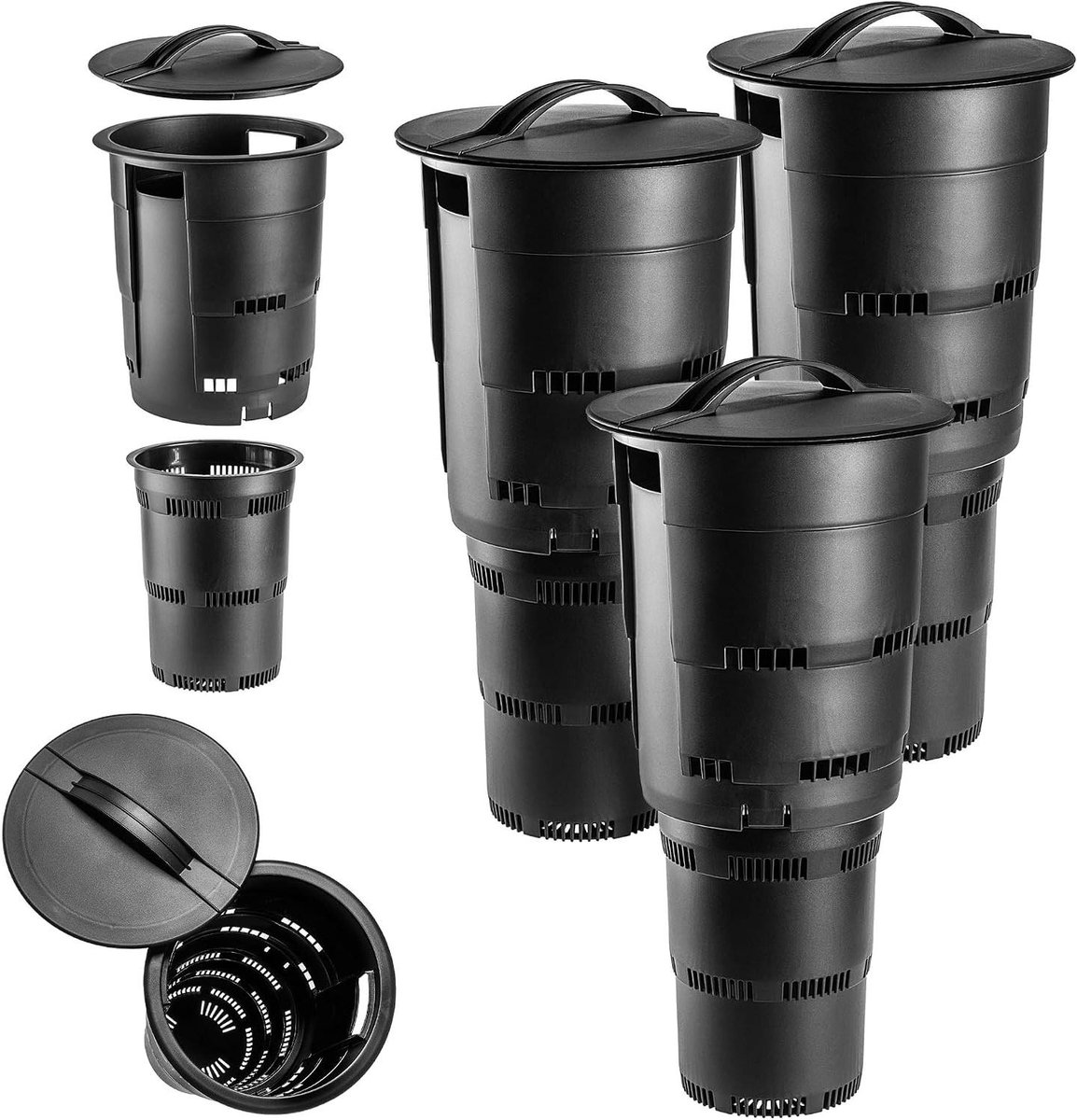 Tuincompostbak - Compostemmer mest - Afval verwerken - Ondergronds en geurloos - 3 stuks - Zwart