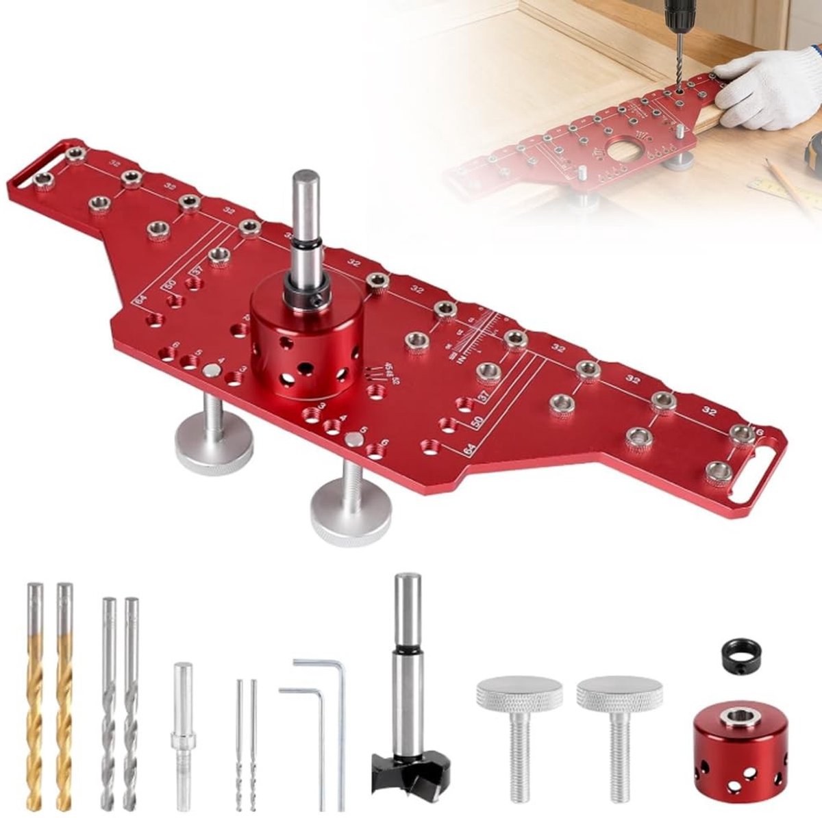 2-in-1 Boorgids voor Planken en Pennen, Handige Boormal voor Houtbewerking, DIY Gereedschap voor Precisie en Efficiëntie