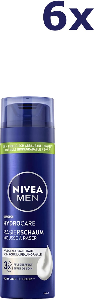 6x Nivea scheerschuim 200ml Mild hydrocare