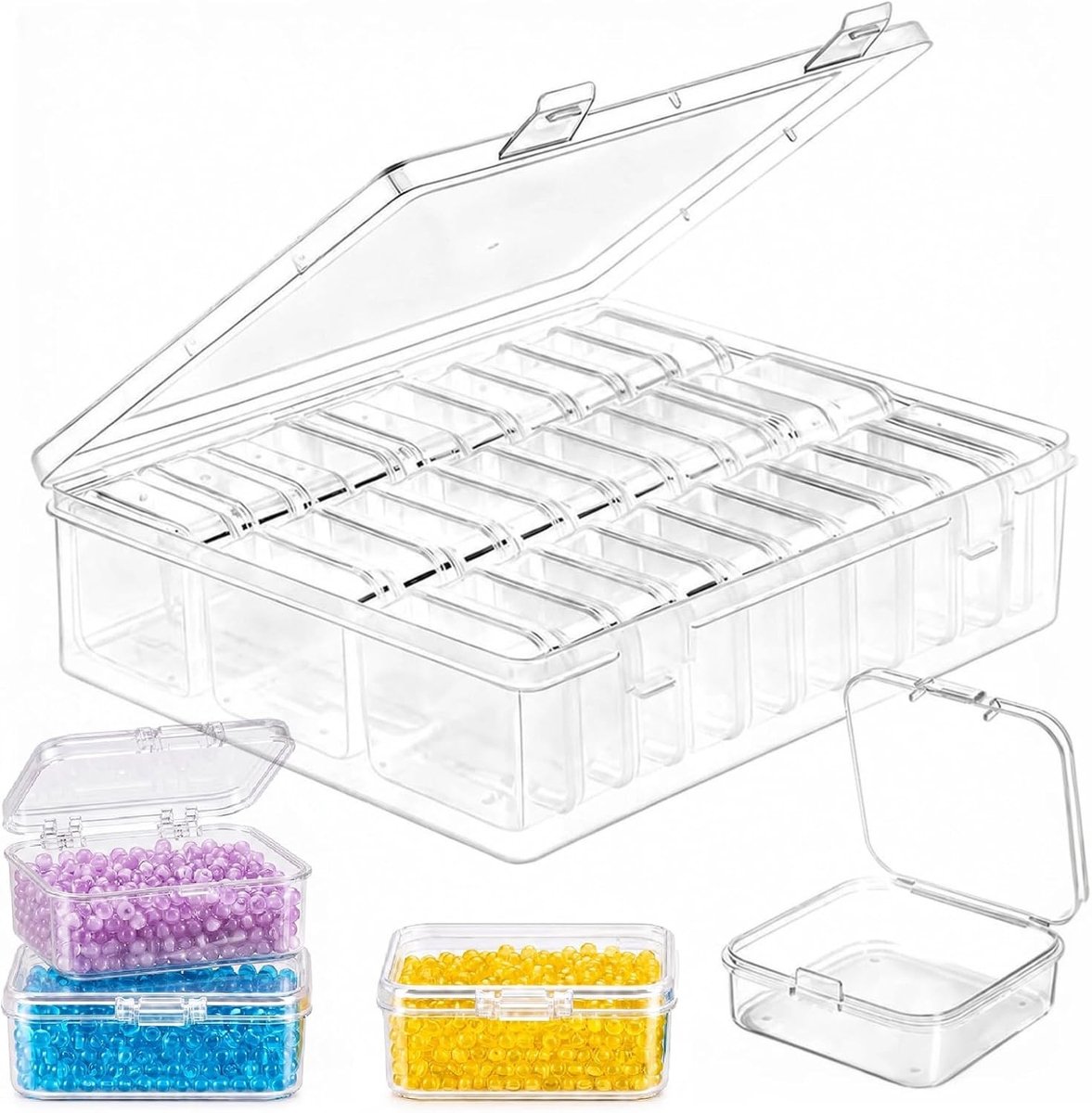 Set van 30 Kleine Plastic Dozen, Afmetingen 5,5 x 5,5 x 2 cm, Perfect voor Organisatie en Opslag