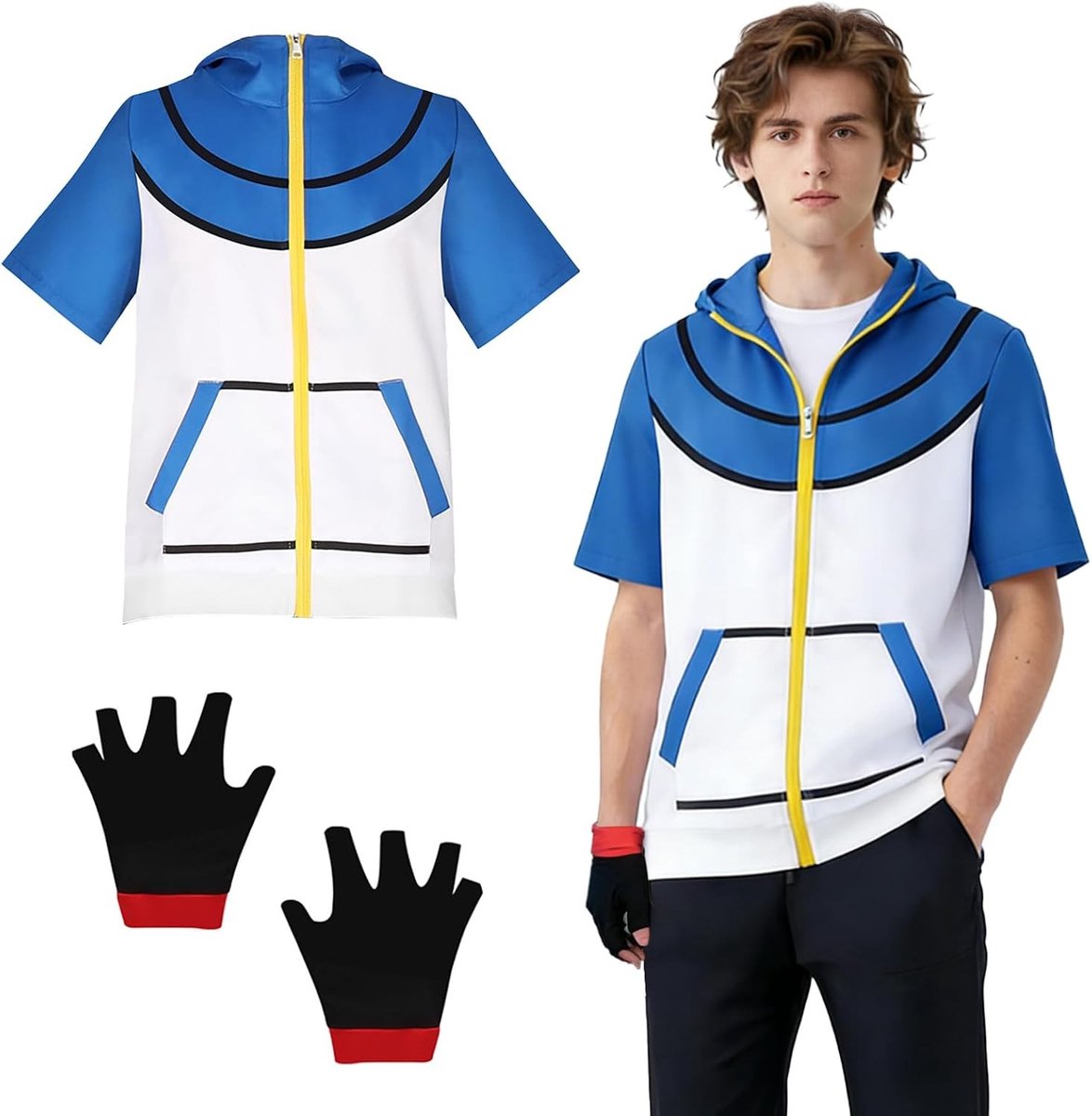 Anime Cosplay Kostuum voor Volwassenen, Unisex Outfit met Jas en Handschoen voor Carnaval, Themapartijen en Toneeloptredens
