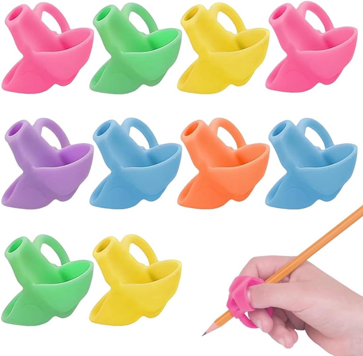 Ergonomische Potloodhandvatten voor Kinderen - 10 Stuks - Schrijfhulpmiddelen voor Peuters en Kleuters - Silicone Grip voor Comfortabel Schrijven