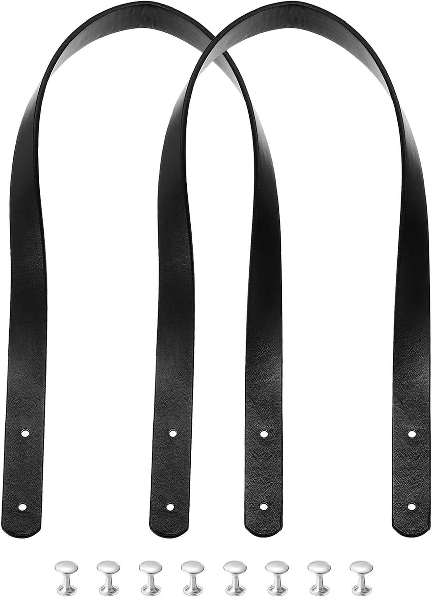 2 stuks 24 inch (60 cm) leren handtassenriemen, stevige handtassenriem, tashandvat voor portemonnee en tote, zwart