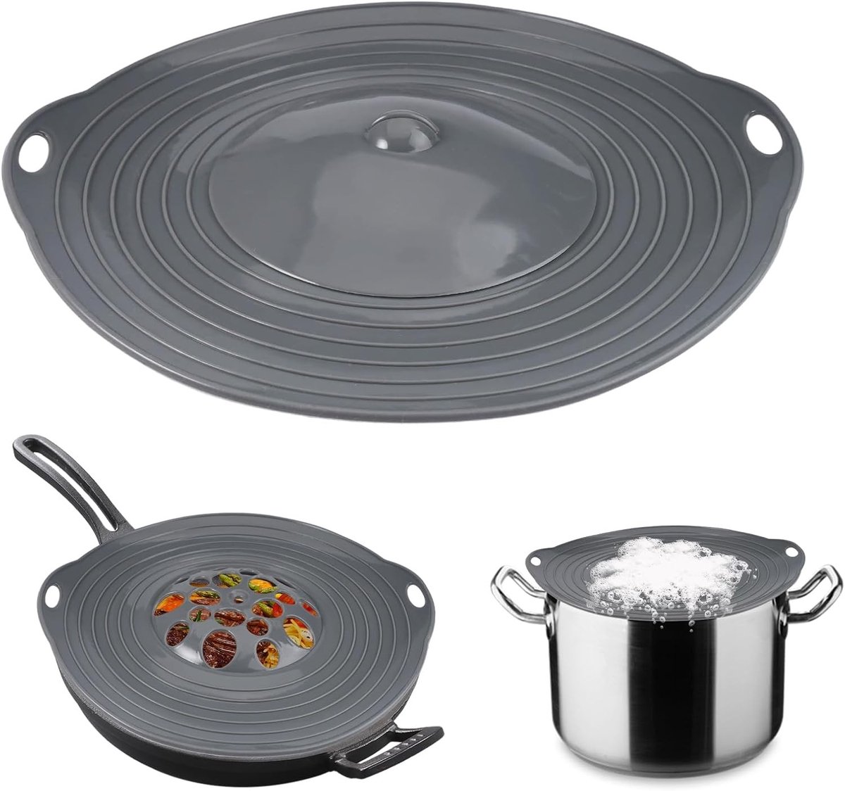 Boil Protection en Splash Guard: Siliconen Deksel voor Pannen met 15-29 cm Diameter, Overloopbescherming voor Koken en Magnetrongebruik