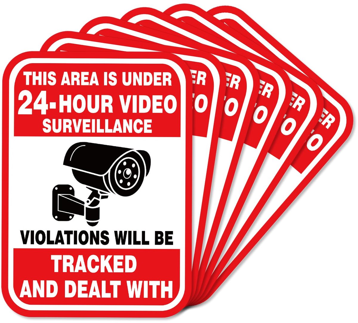Videobewakingsstickers 17,8x12,7cm - Sterke Klevende Beveiligingsborden - Voor Thuisvoertuigbeveiliging - Set van 6 - ShopVlot