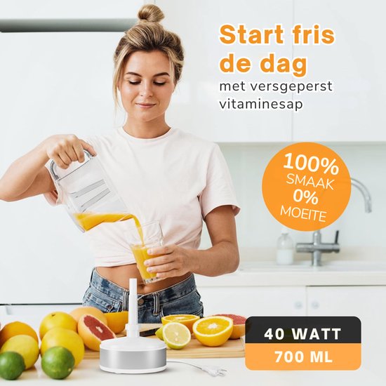 SNJY® Sinaasappelpers - Citruspers - Fruitpers - 40 W - 700ML - Zilver/Wit van SNJY — afbeelding 3