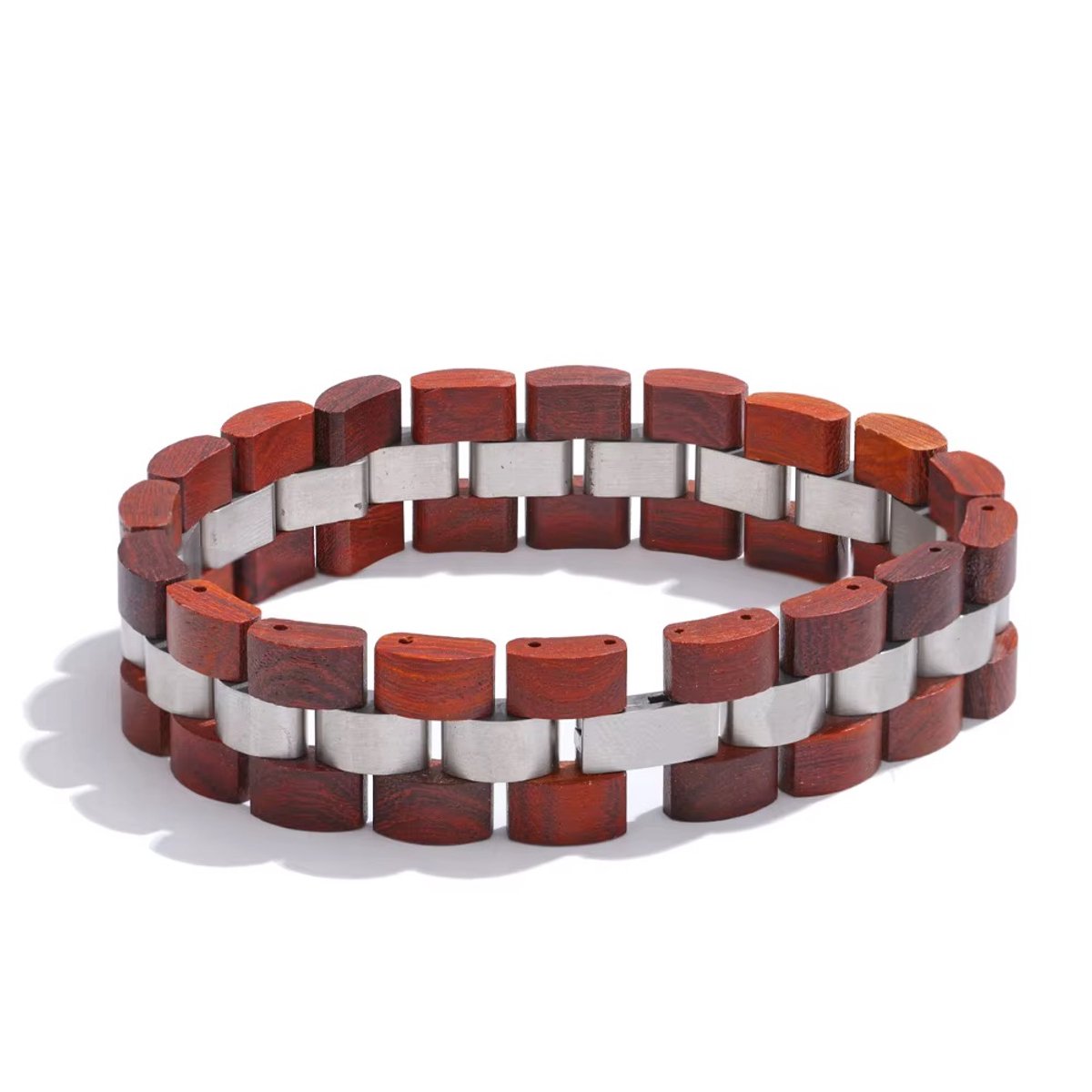 Soraro Wood Armband | Houten armband | Walnotenhout | Bruin RVS | Heren armband