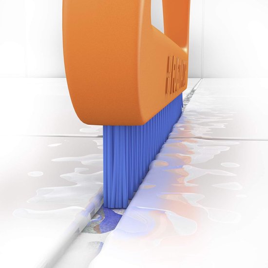 Voegenborstel - Tegelreiniger - Voegen Schoonmaken - Ergonomische Handgreep - 16 x 2 x 8 cm - Oranje Blauw — afbeelding 4