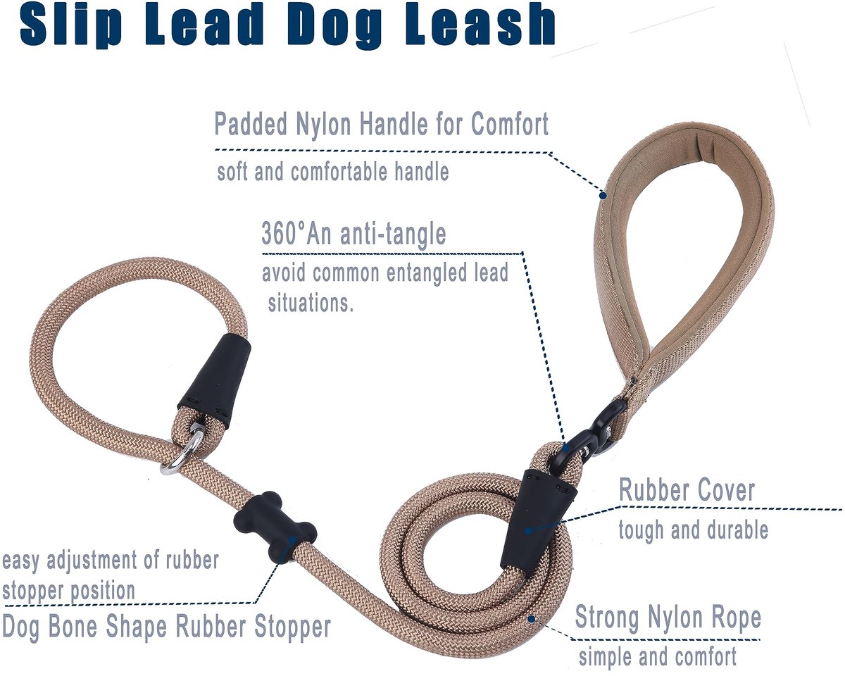 Hondenriem 1/2" × 4ft - sterke nylon touwriem - comfortabele handgrepen - ideaal voor wandeltraining - ShopVlot