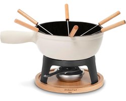 Fondue Set - Kaas Chocola - Gezellig Tafelen - Gietijzeren Pan - Voor 6 Personen - Natuurlijk