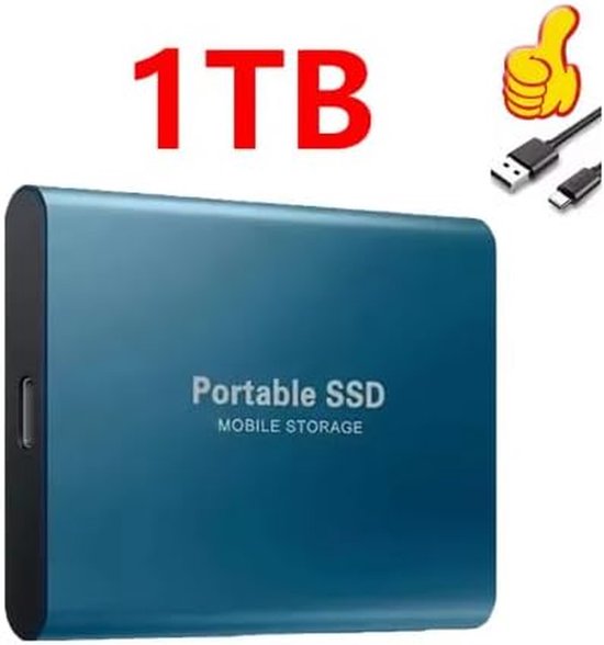 Externe SSD - Draagbare Opslag - Dagelijks Bestandsgebruik - Plug-and-play - 1 TB - Blauw — afbeelding 4