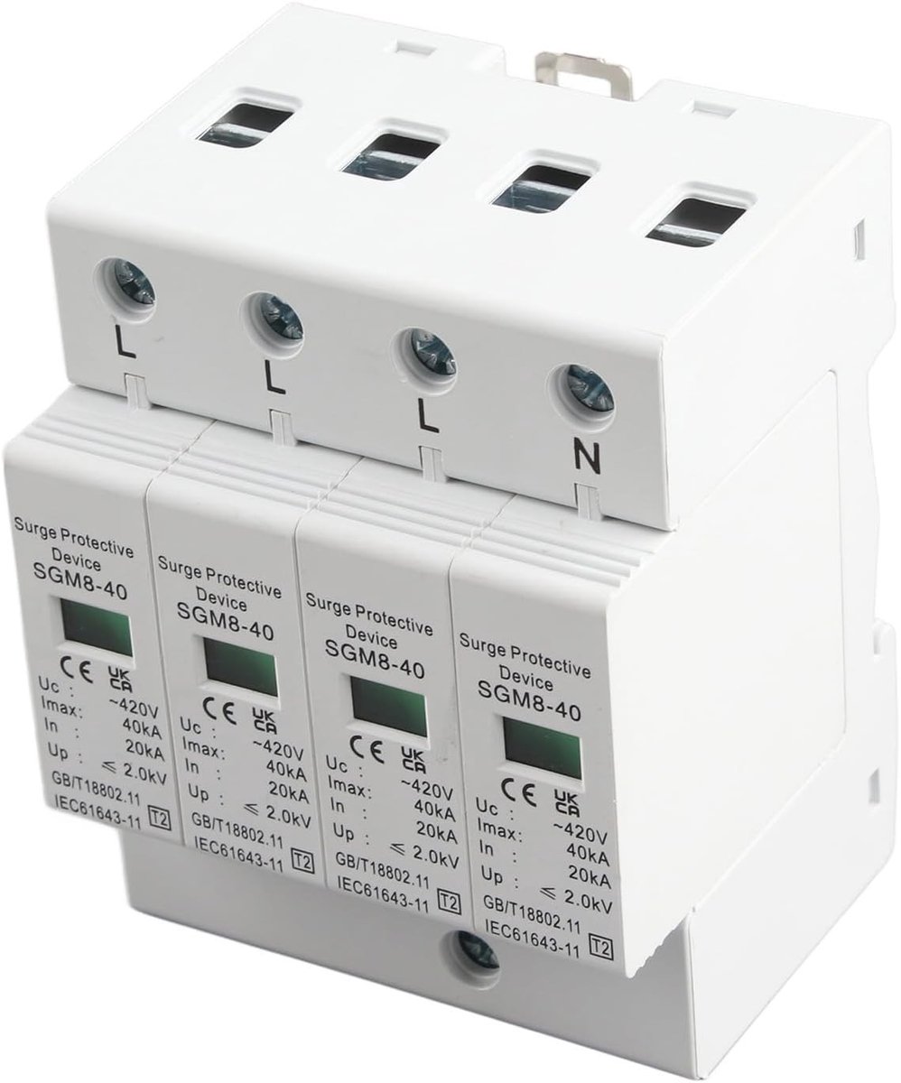 Overspanningsbeveiliging 4P 40KA, Vlamvertragend Beveiligingsapparaat voor Elektrische Systemen en Apparaten in Huishoudens en Bedrijven