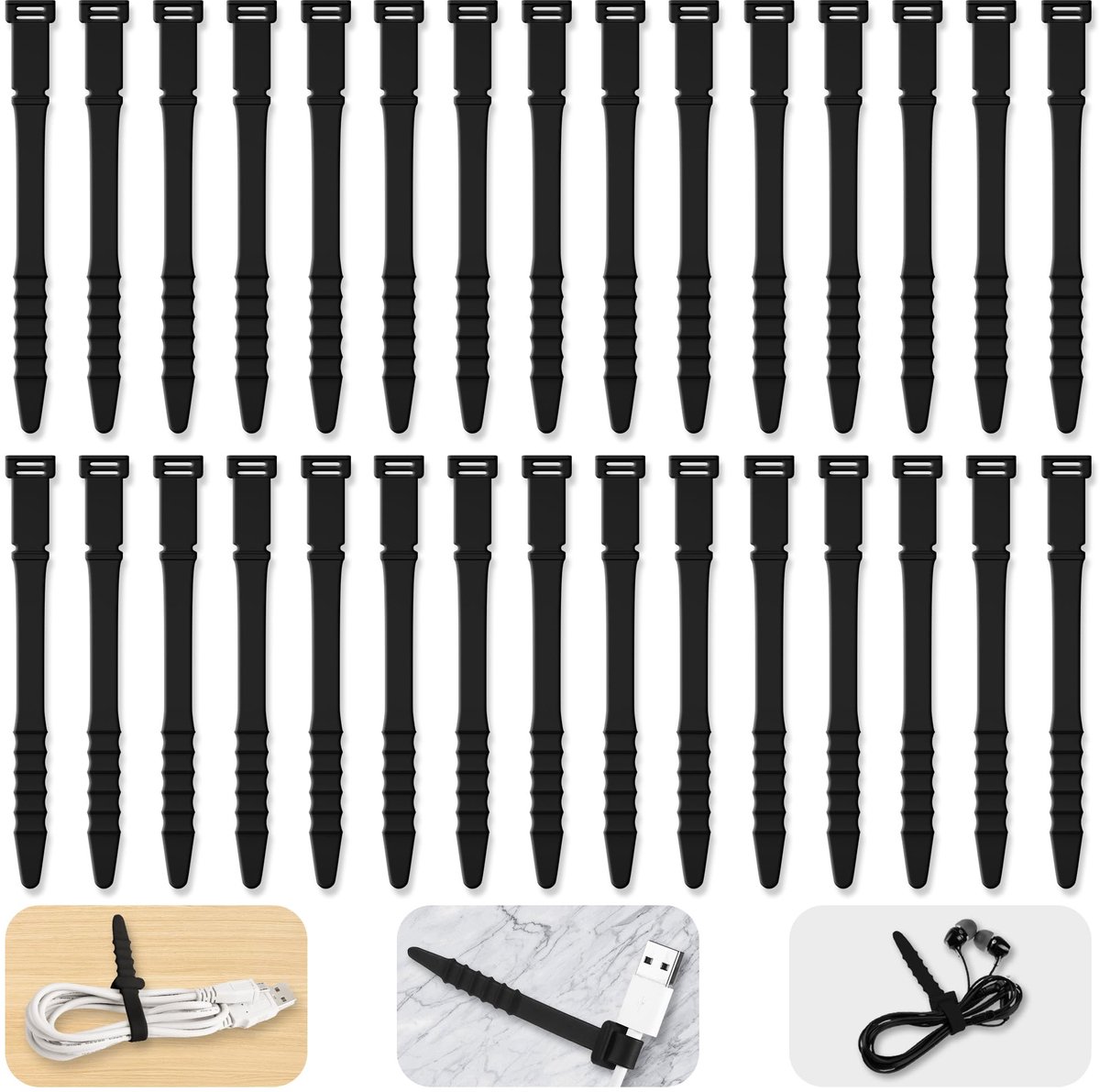 Siliconen Kabelbinders 11,3cm - Verstelbaar en Herbruikbaar - Multifunctionele Kabelorganizer - Ideaal voor Kabelbeheer - ShopVlot