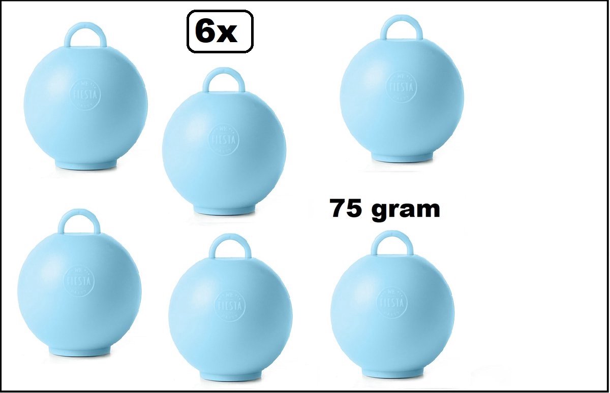 6 stuks Ballon gewicht Kettlebell lichtblauw - 75 gram - Tafeldecoratie thema feest ballon party festival