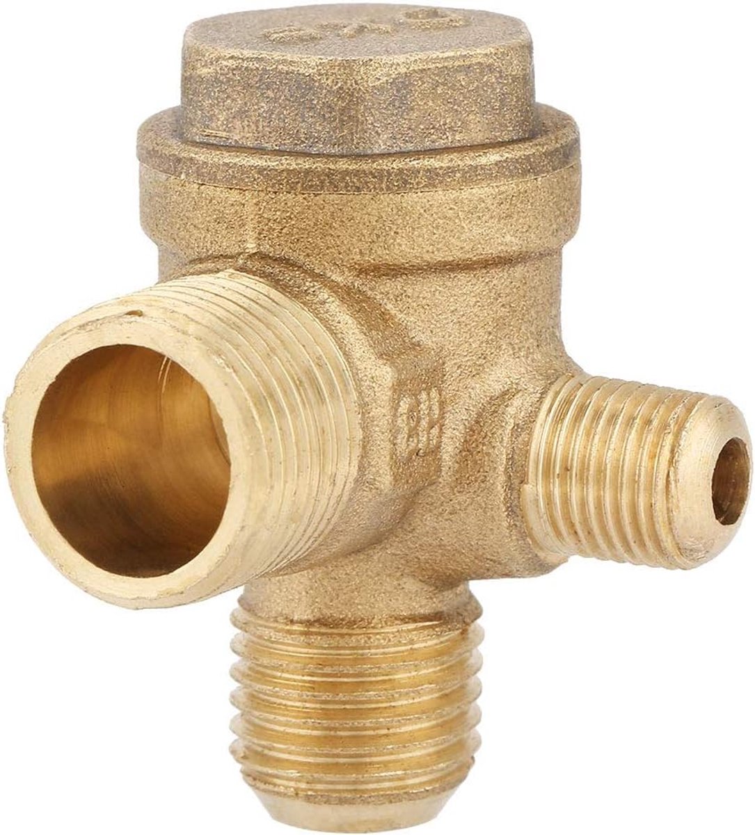 Check Valve Air Compressor, Brass 3-Port, 90 Degree Male Thread, 20x10x14mm, Pneumatic Fittings - ShopVlot