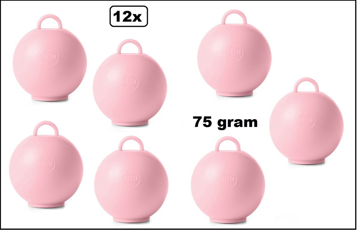 12 stuks Ballon gewicht Kettlebell baby roze - 75 gram - Tafeldecoratie thema feest ballon party festival