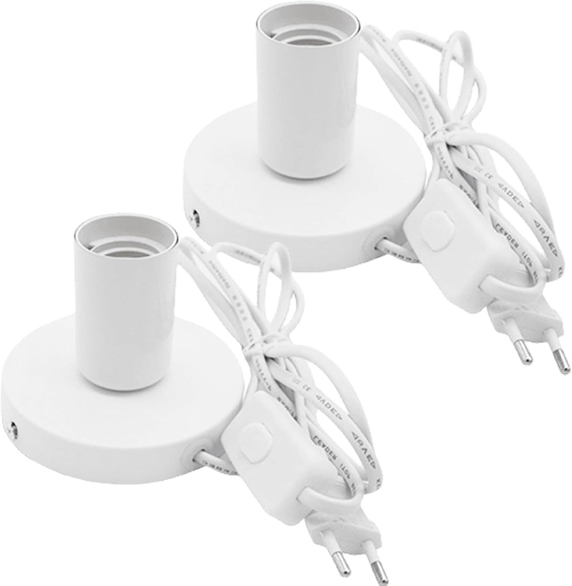 Bureaulamp - Wit - 10 cm - Met E27 Fitting en Kabelschakelaar - Voor Huisverlichting en Decoratie