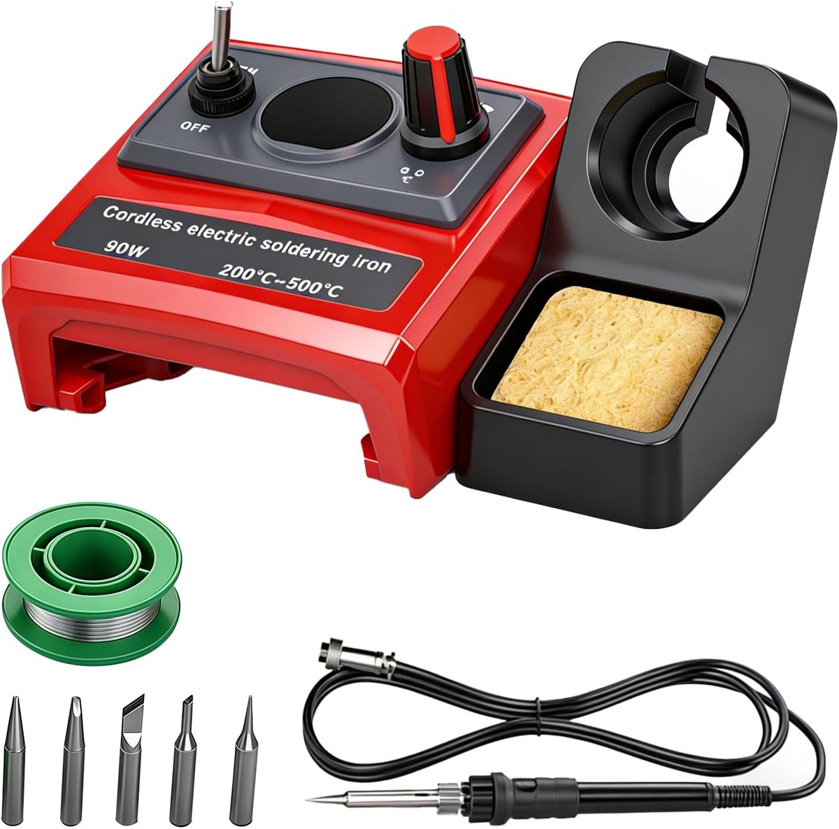 Draadloze soldeerbout 90W - Digitale LCD soldeerstation - Snelle verwarming - Ideaal voor DIY reparaties - ShopVlot