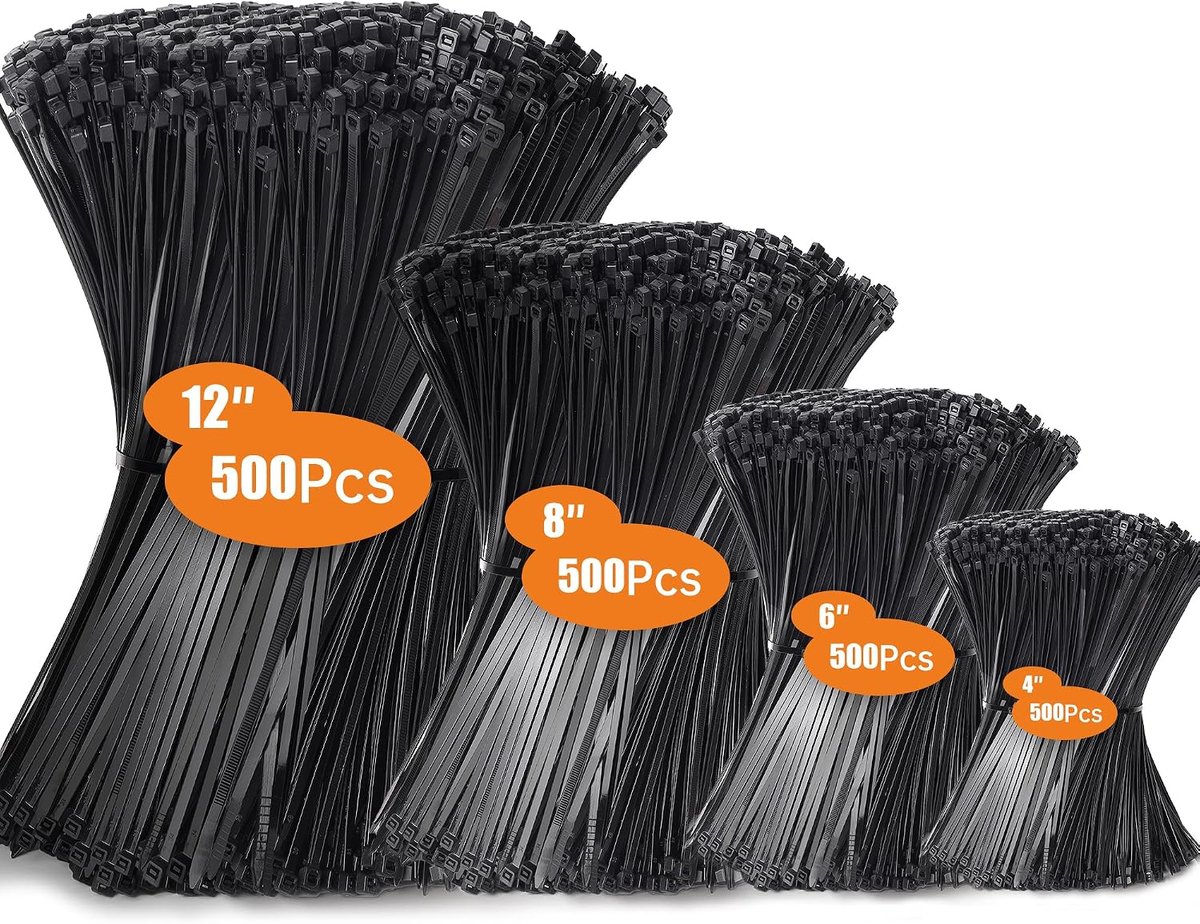 Cable ties black (4+6+8+12 (2000 pieces)) - ShopVlot