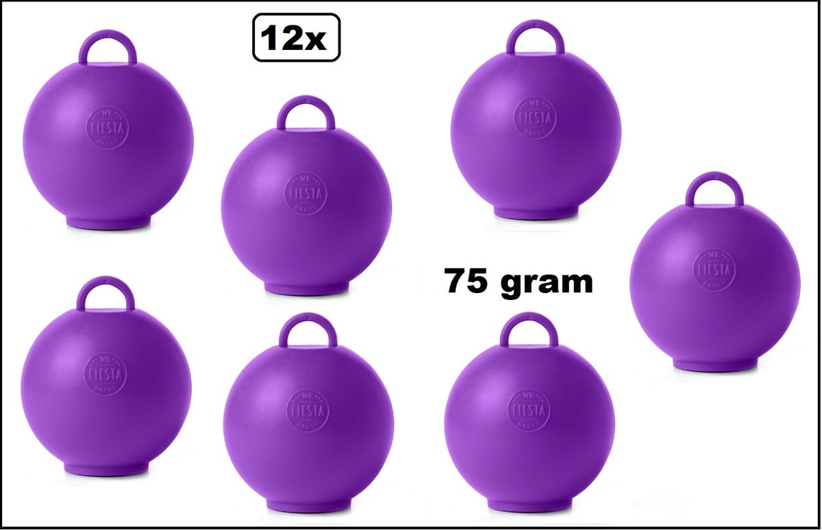 12 stuks Ballon gewicht Kettlebell paars - 75 gram - Tafeldecoratie thema feest ballon party festival