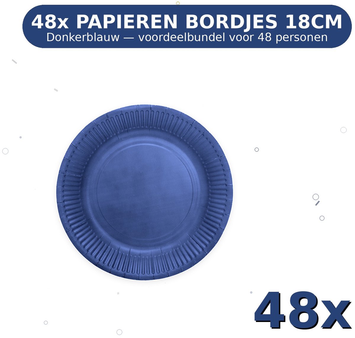 Bordjes 18cm FSC Donkerblauw - Voordeelverpakking 48 Stuks voor tot 48 Personen - Feestartikelen