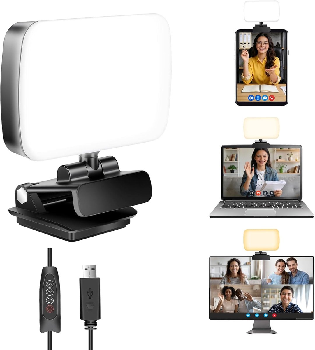 LED videolamp 120 stuks - 3 verlichting modes - 10 helderheidsniveaus - ideaal voor videovergaderingen - ShopVlot