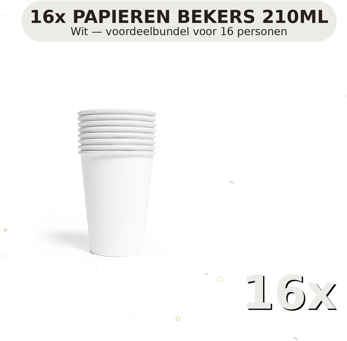 Bekers 210ml FSC Wit - Voordeelverpakking 16 Stuks voor tot 16 Personen - Feestartikelen