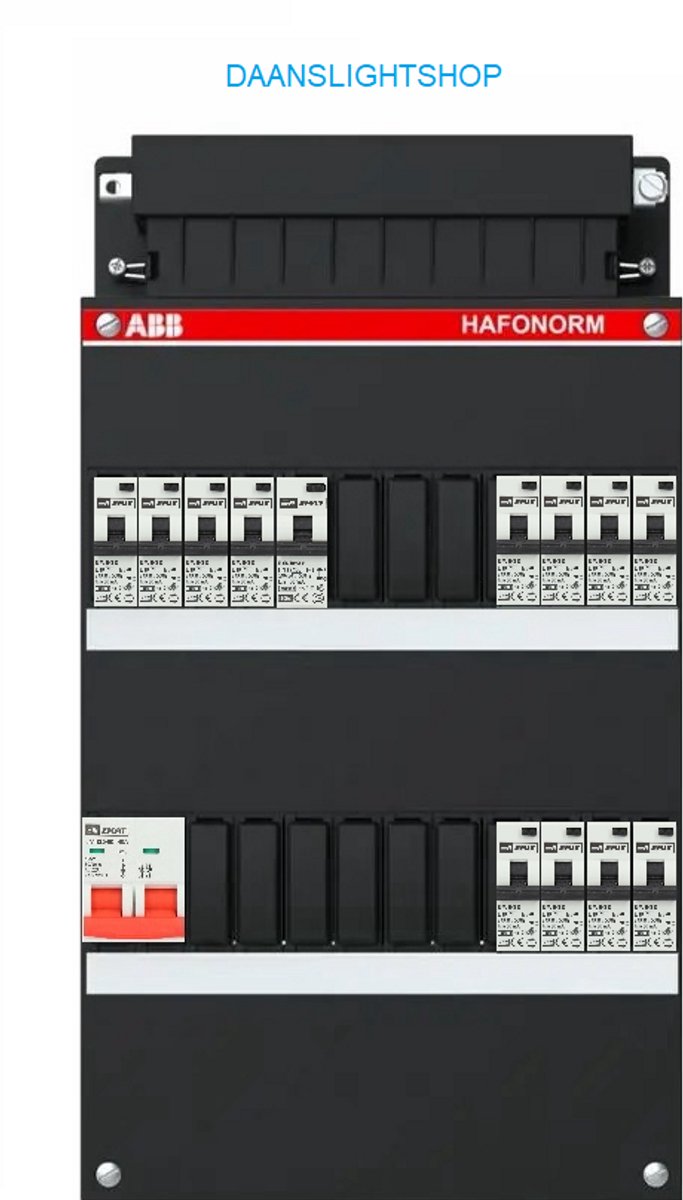 ABB 1 fase groepenkast – 13 groepen – EMAT aardlekautomaten 30mA – Emat hoofdschakelaar - Lichtgroepenkast 13 groepen