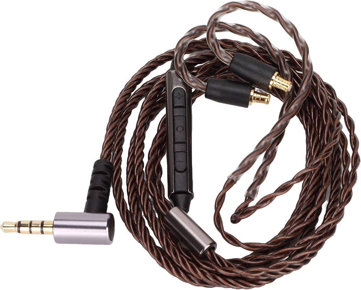 Vervangingskabel voor hoofdtelefoons met microfoon en draadbediening, A2DC connector voor CKS1100, E40, E50, E70 en LS200, 3.5mm plug, audioverbetering, geluidskwaliteit, hoofdtelefoonaccessoires