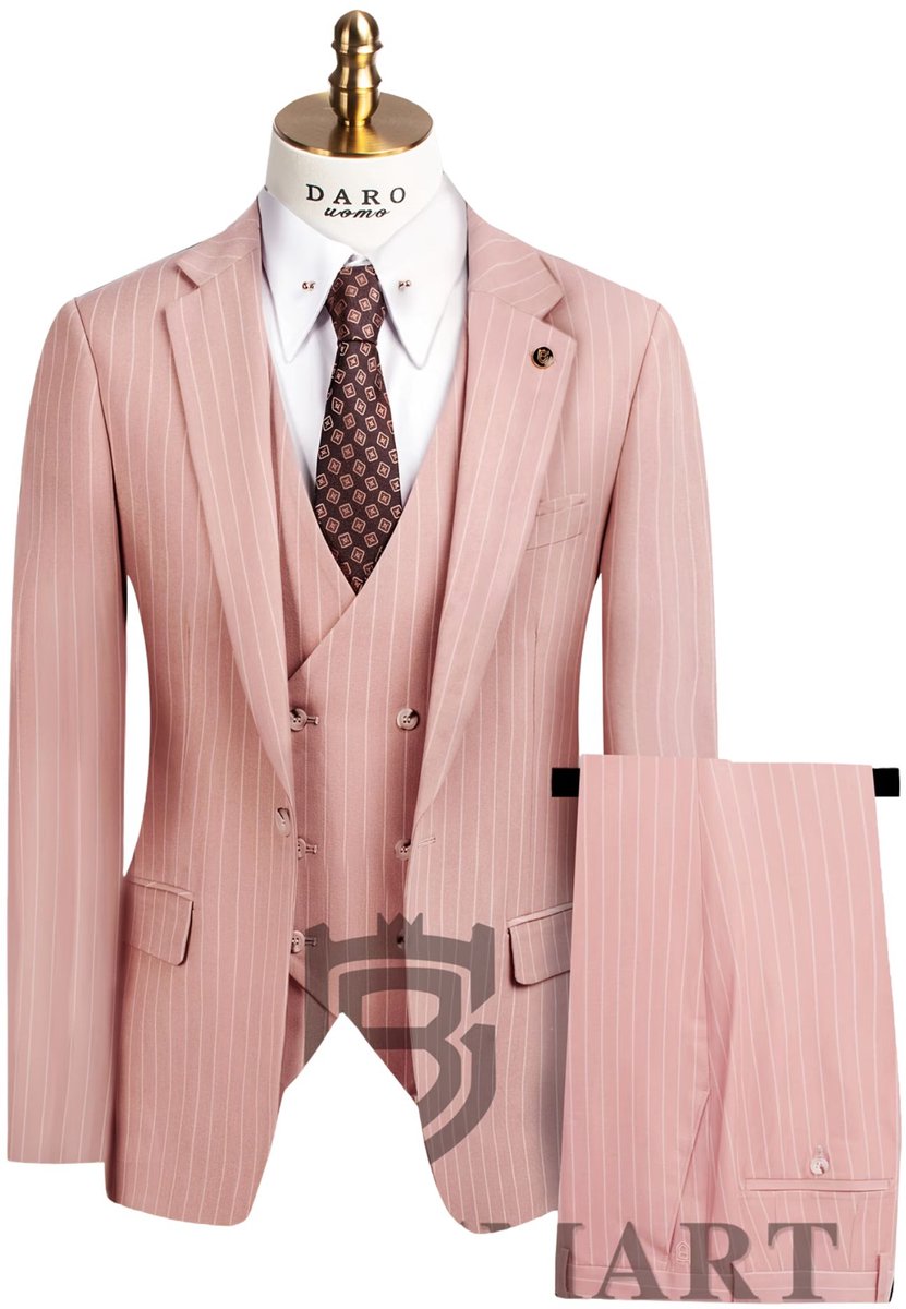 Currero 3 Delig Herenpak Met Overhemd Suit 2 Delig Tailored Fit Kostuum Business Pak Trouwpak Smoking Tuxedo Stijl Bruiloft Kantoor & Feest Rozeachtig… Bleek Rozeachtig…