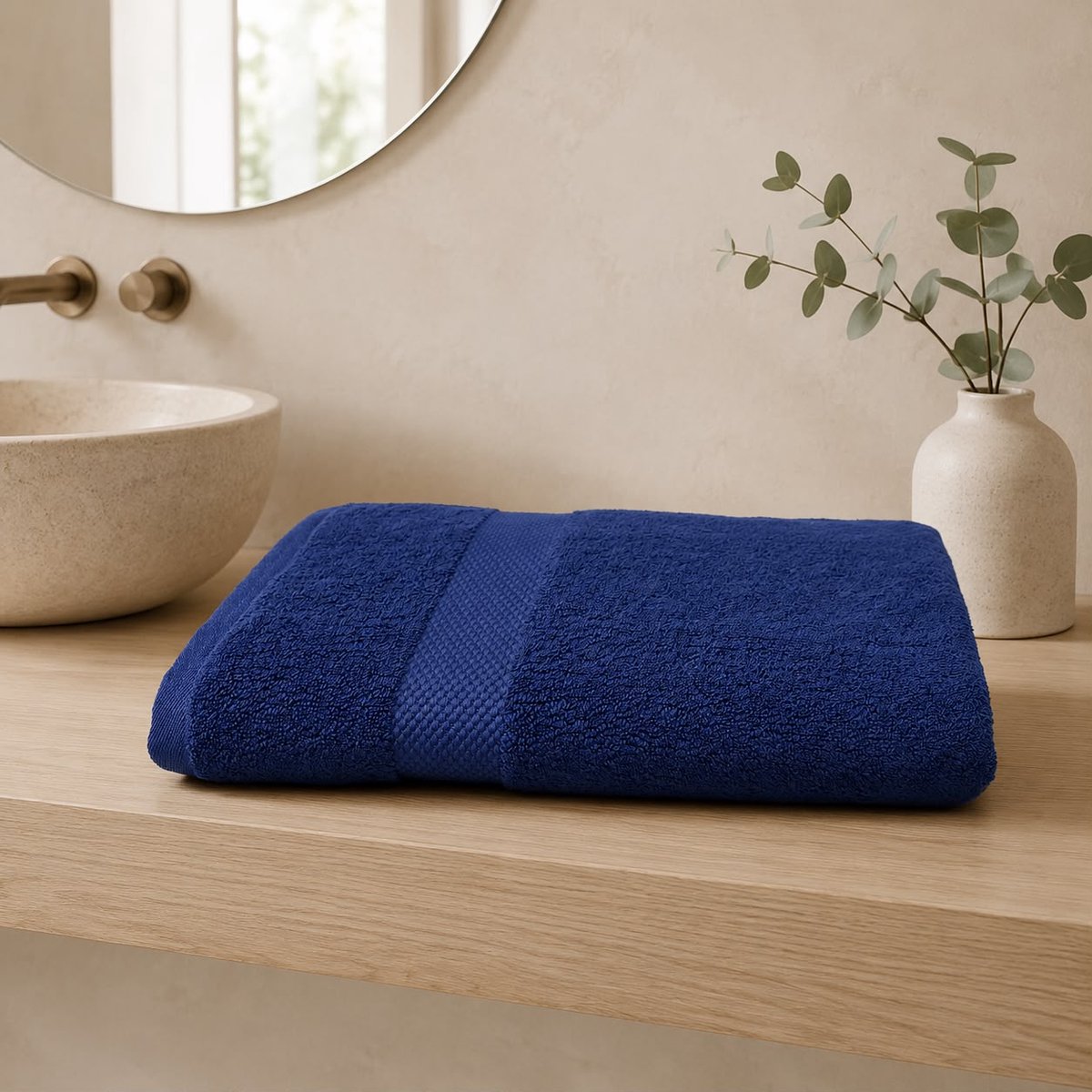 The Linen Room Handdoeken– 100 x 150 cm – 100% Katoen – 650 GSM Dubbelgetwijnd 20/2 Garen – OEKO-TEX® – Sauna, Wellness & Strand – Donkerblauw
