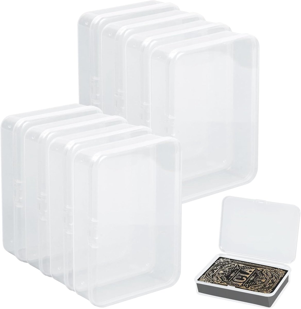 Transparante speelkaartenbox 8 stuks - lege hoezen voor kaarten - kleine dozen voor visite- en verzamelkaarten - ShopVlot