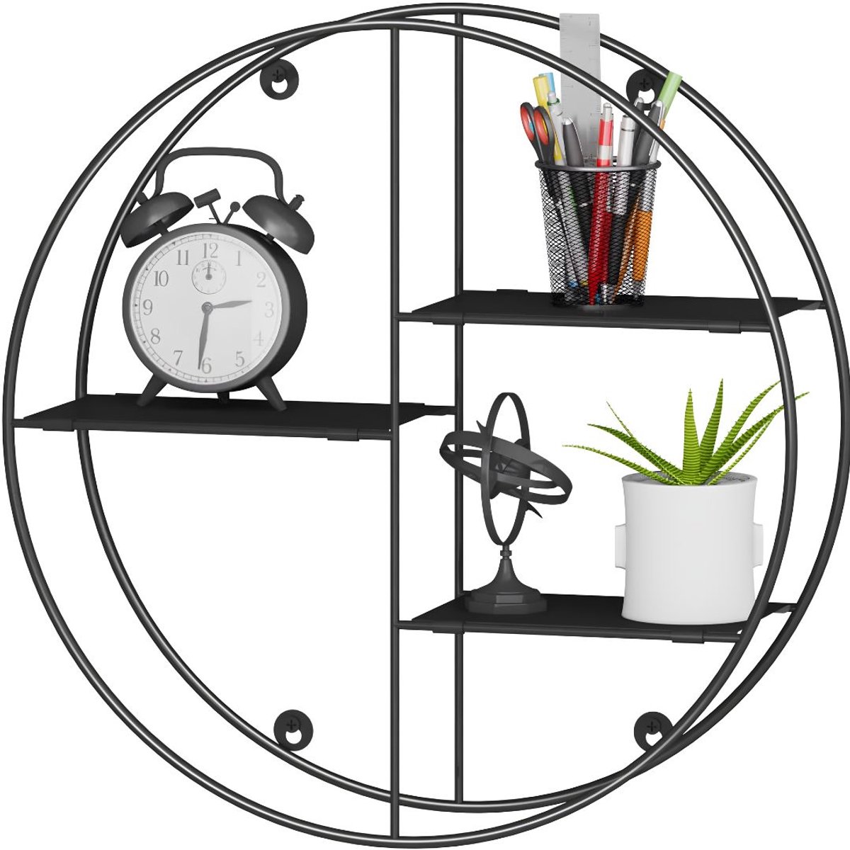 JCP® Wandrek Rond - Wandrek Rond Industrieel - Wandplank - Zwart - 12cm x 40cm x 40cm