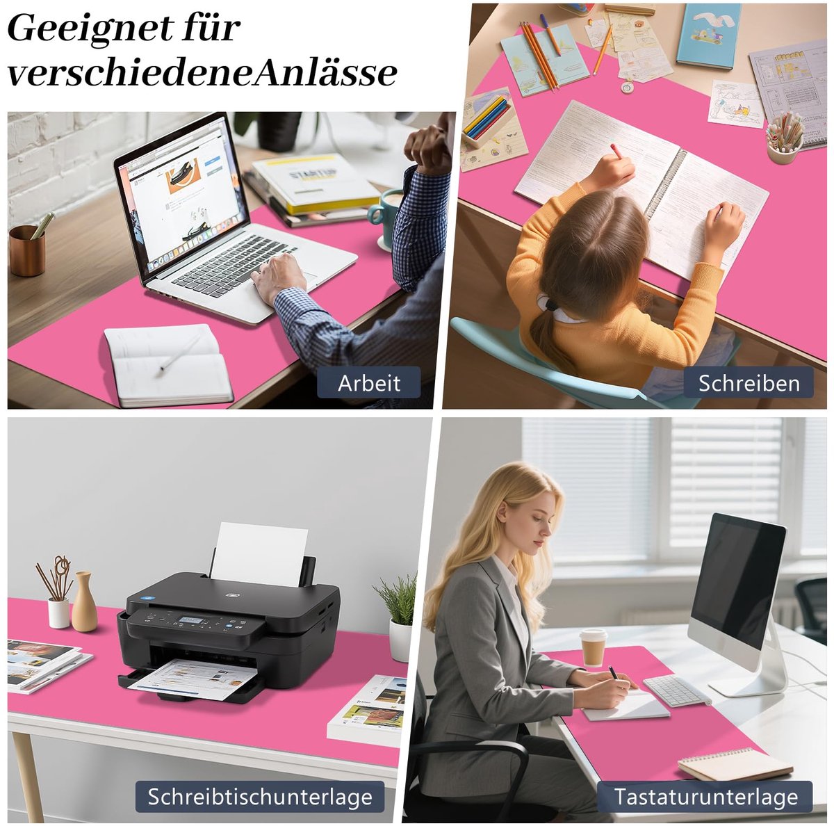 Bureauonderlegger 65x35cm - Roze Rood - Stijlvol design - Perfect voor een georganiseerde werkplek - ShopVlot