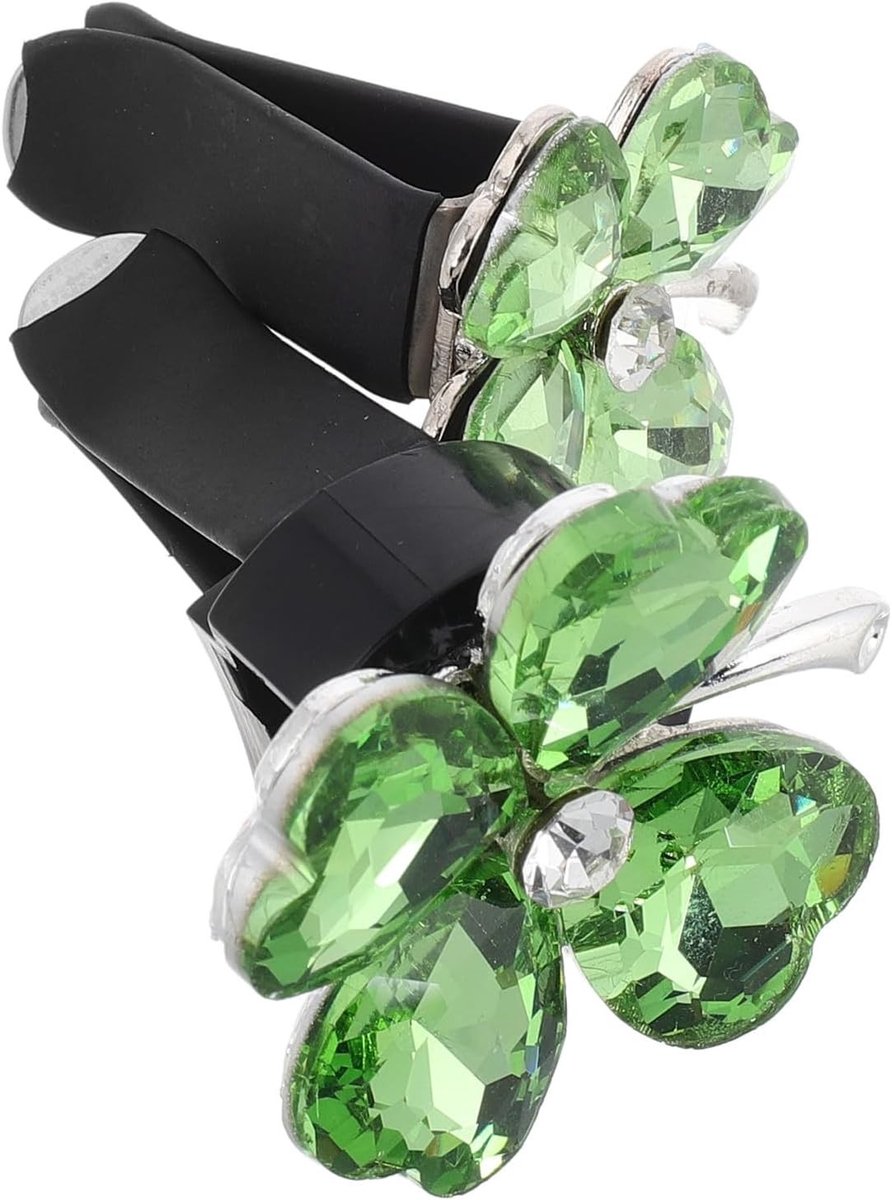 2 Stuks Auto Ventilatiesleufclips met Aromatherapie, Luxe Groene Klavertje Vier voor Auto Interieur Decoratie en Frisse Geur